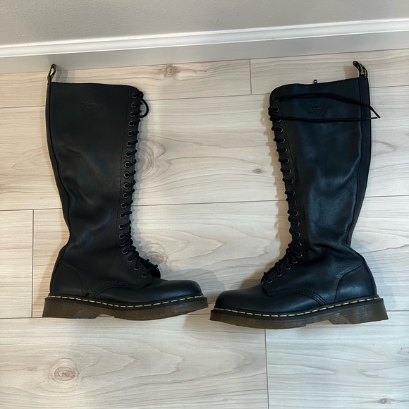 Dr. Martens Black Leather Knee-High Boots - Picture 2 of 8